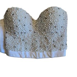 Pearl Embellished Bustier Top Size Small